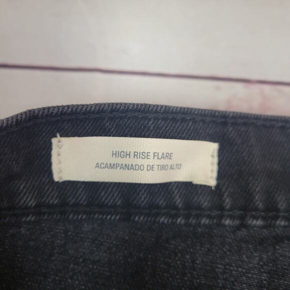 Women's High-Rise Flare Jeans - Universal Thread Black Wash 16 Short - Picture 6 of 9